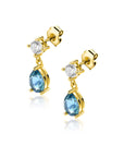 ZINZI gold plated zilveren oorstekers blauwe peer en wit ronde zetting 16mm ZIO2744 - PansiteNederland.nl
