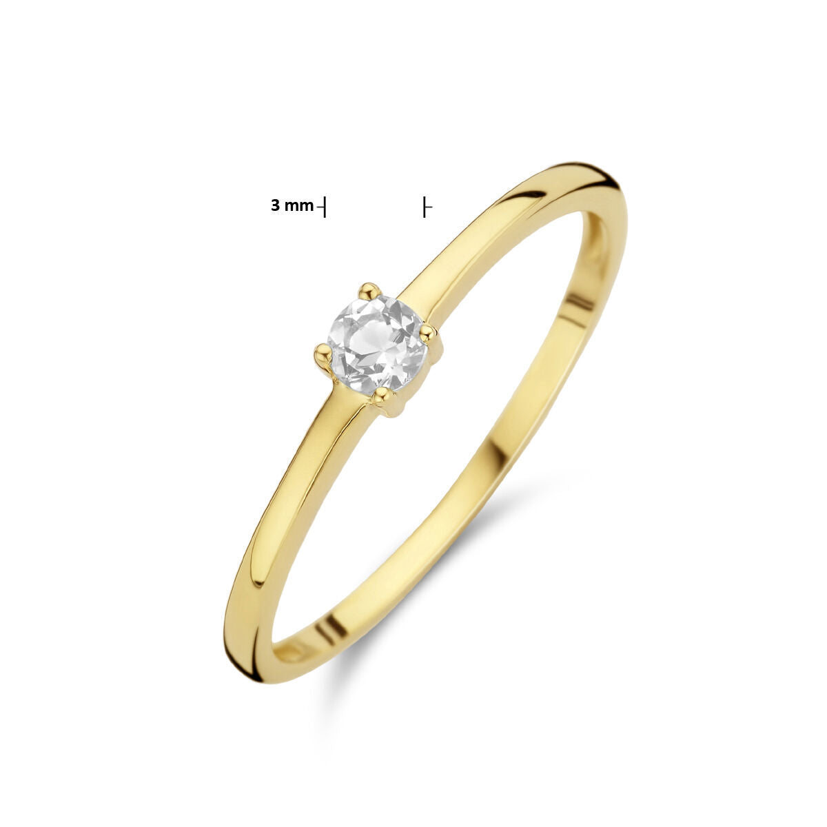 Ring met geboortesteen zirkonia april 14K geelgoud