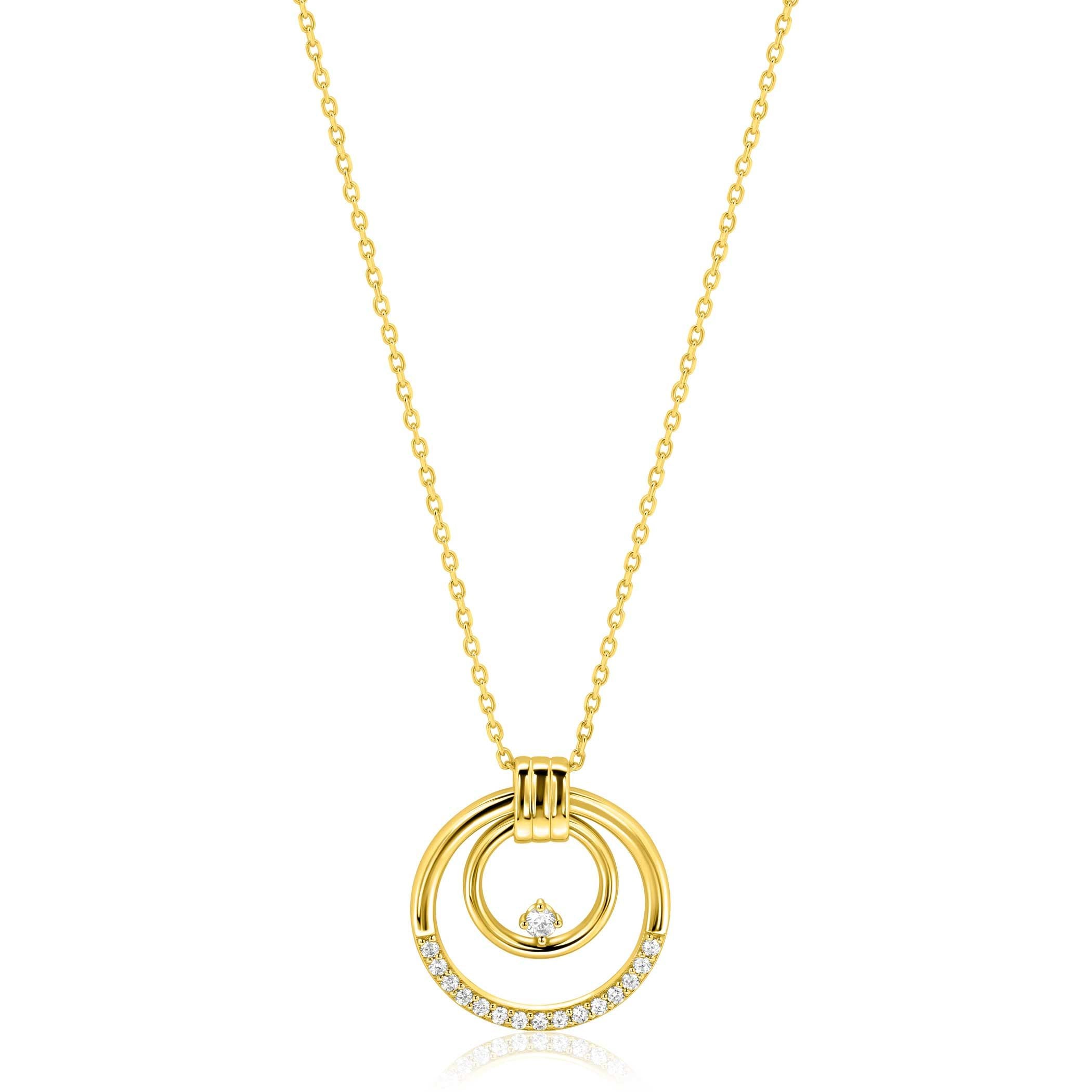 ZINZI Verguld Zilveren Ketting met Witte Zirkonia - ZIC2819