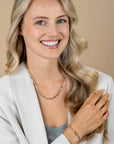 ZINZI bicolor ovale schakelketting met afwisselend gold plated en zilveren schakels 45cm ZIC2668