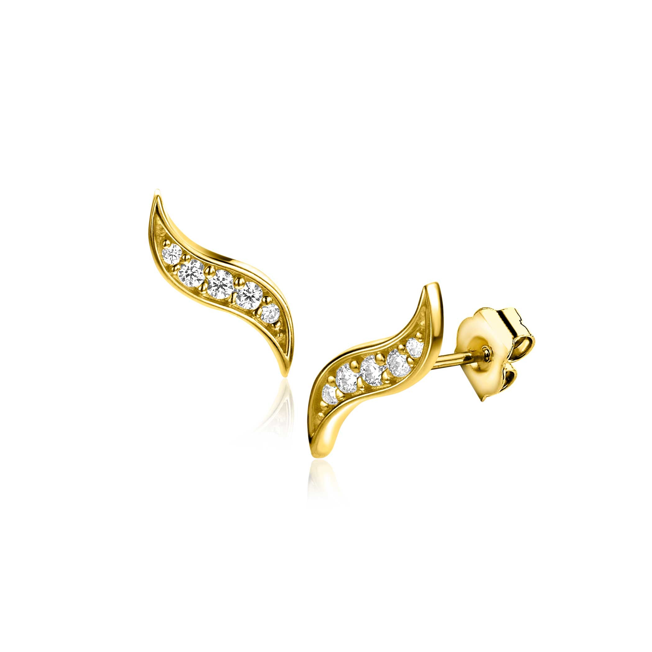 ZINZI 14K Gouden Oorknoppen met Witte Zirkonia ZGO516 oorbellen