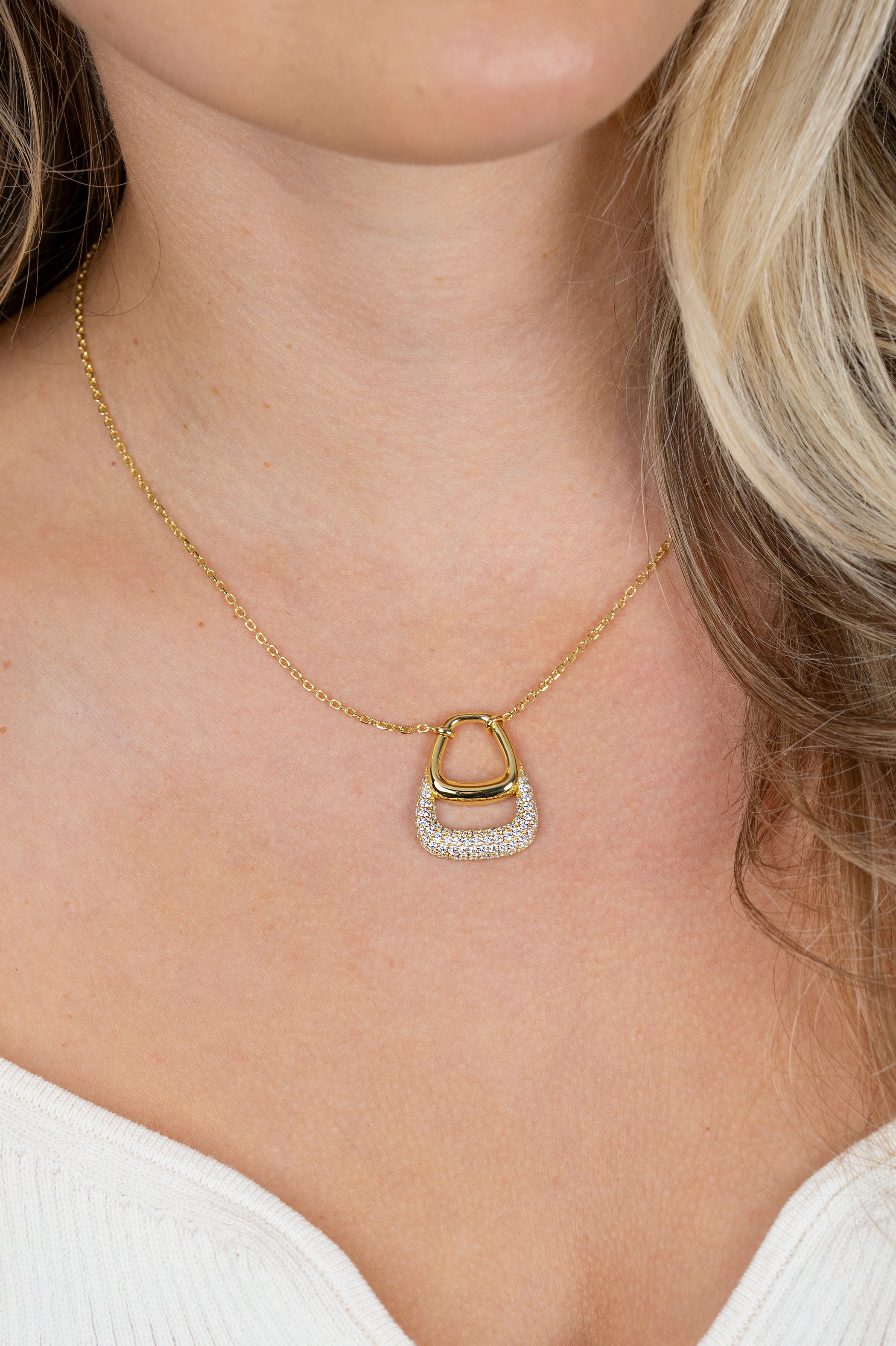 ZINZI Verguld Zilveren Ketting met Witte Zirkonia ZIC2806Y