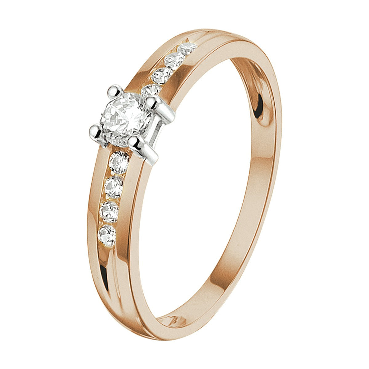 14K Bicolor Geel- En Witgoud Ros√©/Wit Ring Met Zirkonia 4500672 - PansiteNederland.nl