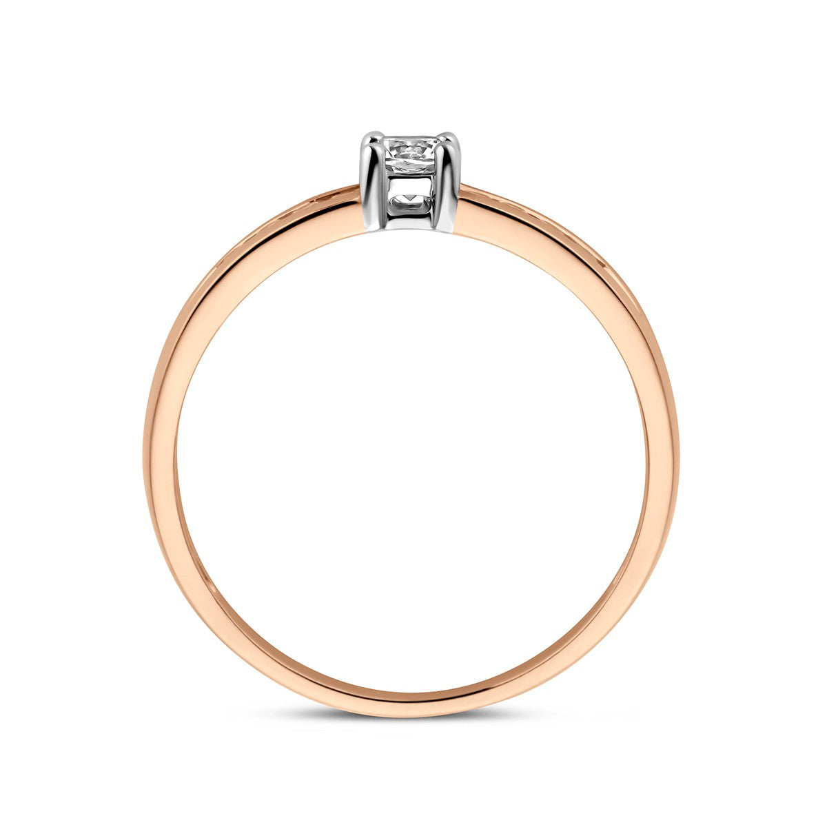 14K Bicolor Geel- En Witgoud Ros√©/Wit Ring Met Zirkonia 4500672 - PansiteNederland.nl