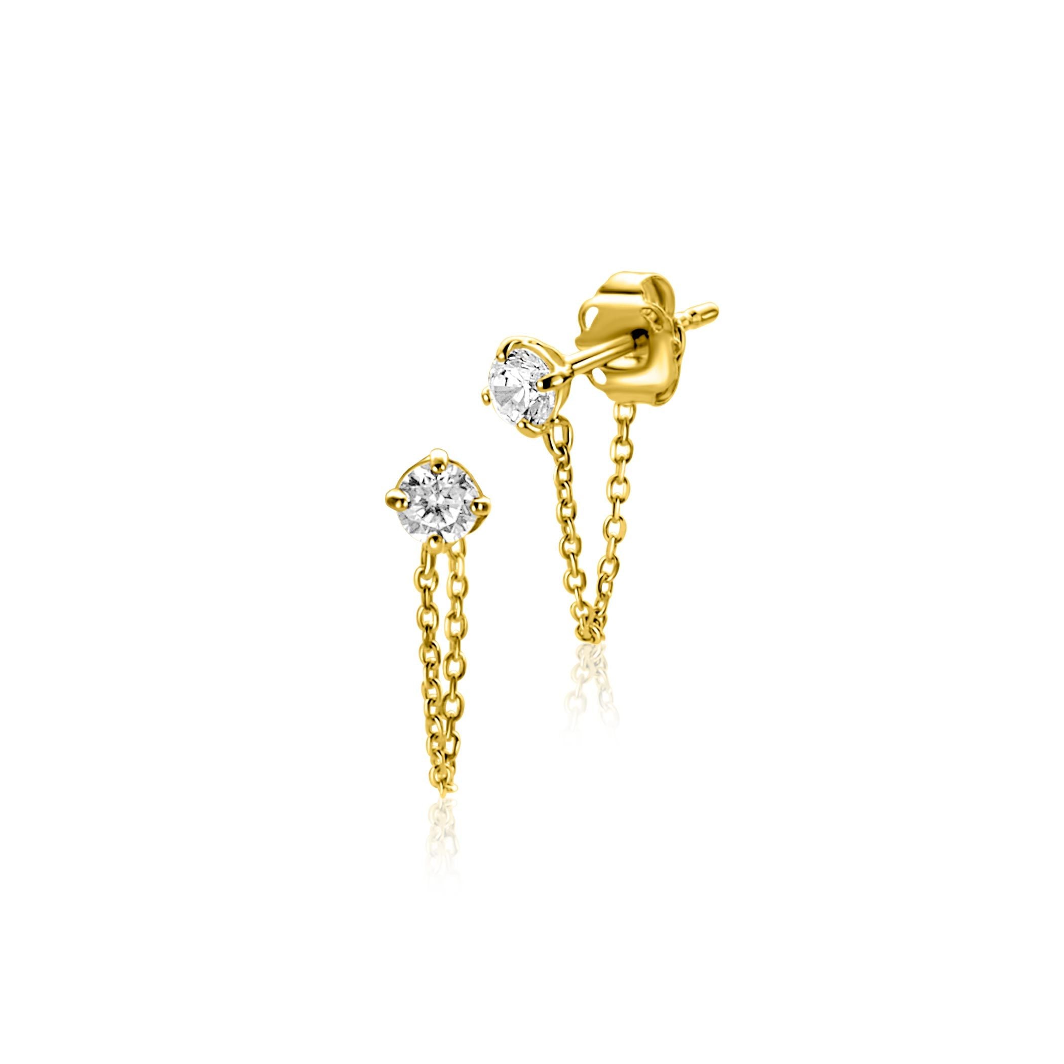 ZINZI 14K Gouden Oorbellen met Witte Zirkonia ZGO552