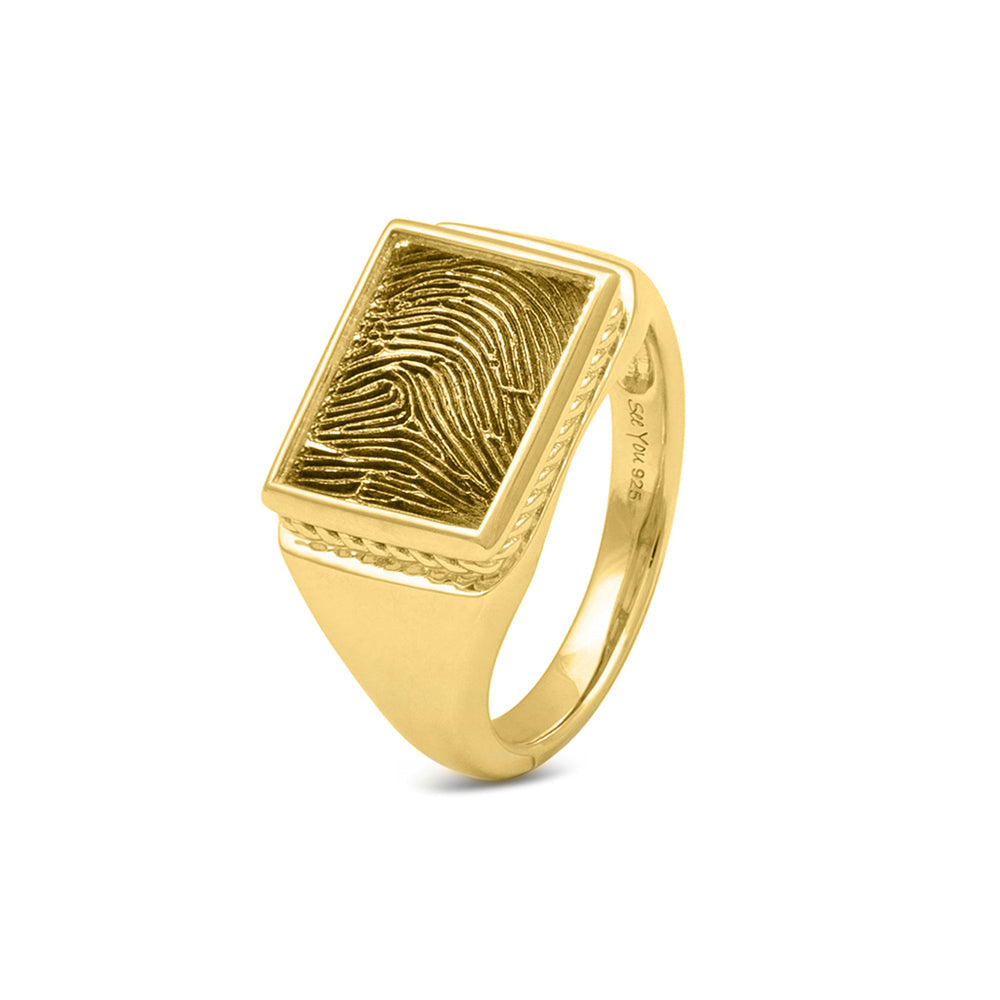 See You Zegelring met rand en vingerafdruk, rechthoekig goud – 451 – afbeelding 1