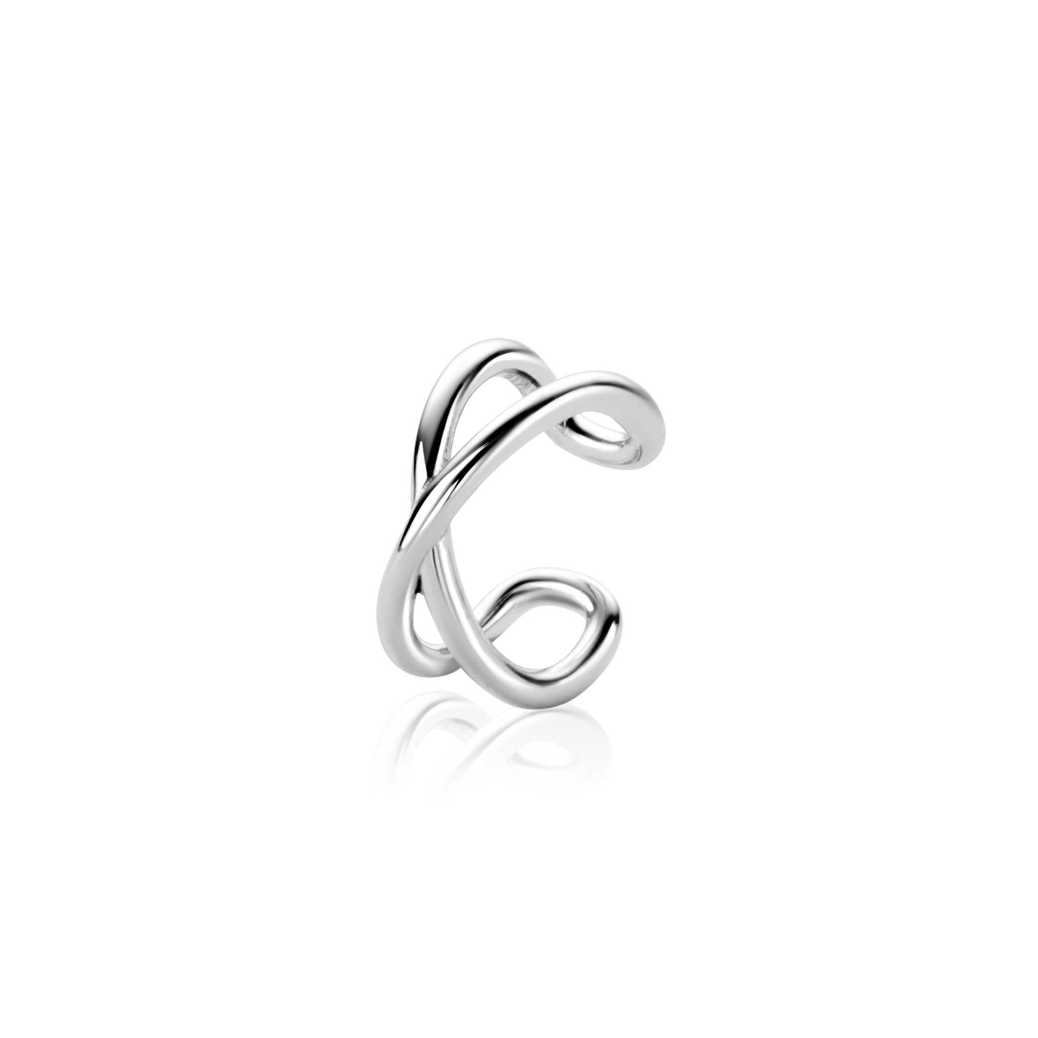 12,5mm ZINZI zilveren ear cuff cross-over gladde buis 5,5mm breed per stuk geprijsd ZIO-CUFF5 oorbellen