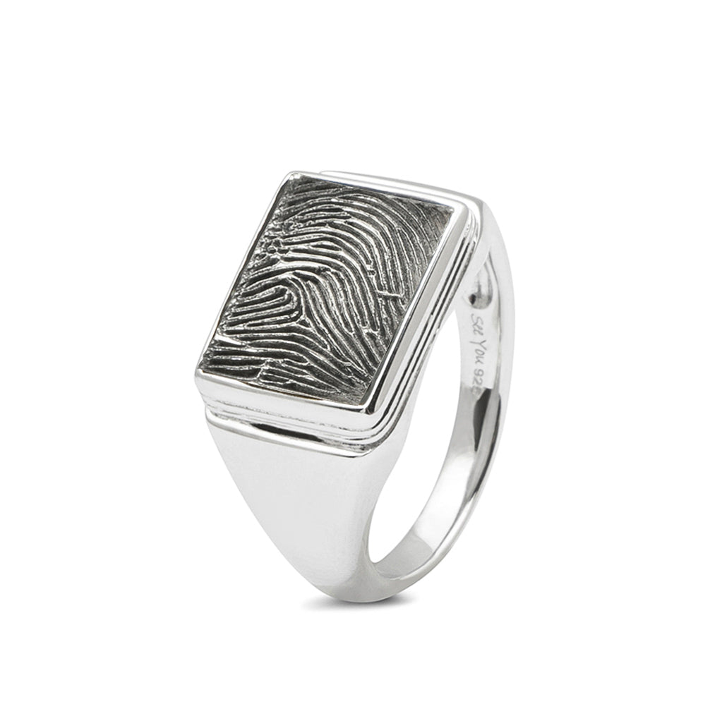 See You Rim Rectangular Fingerprint Ring - 453S-EU47