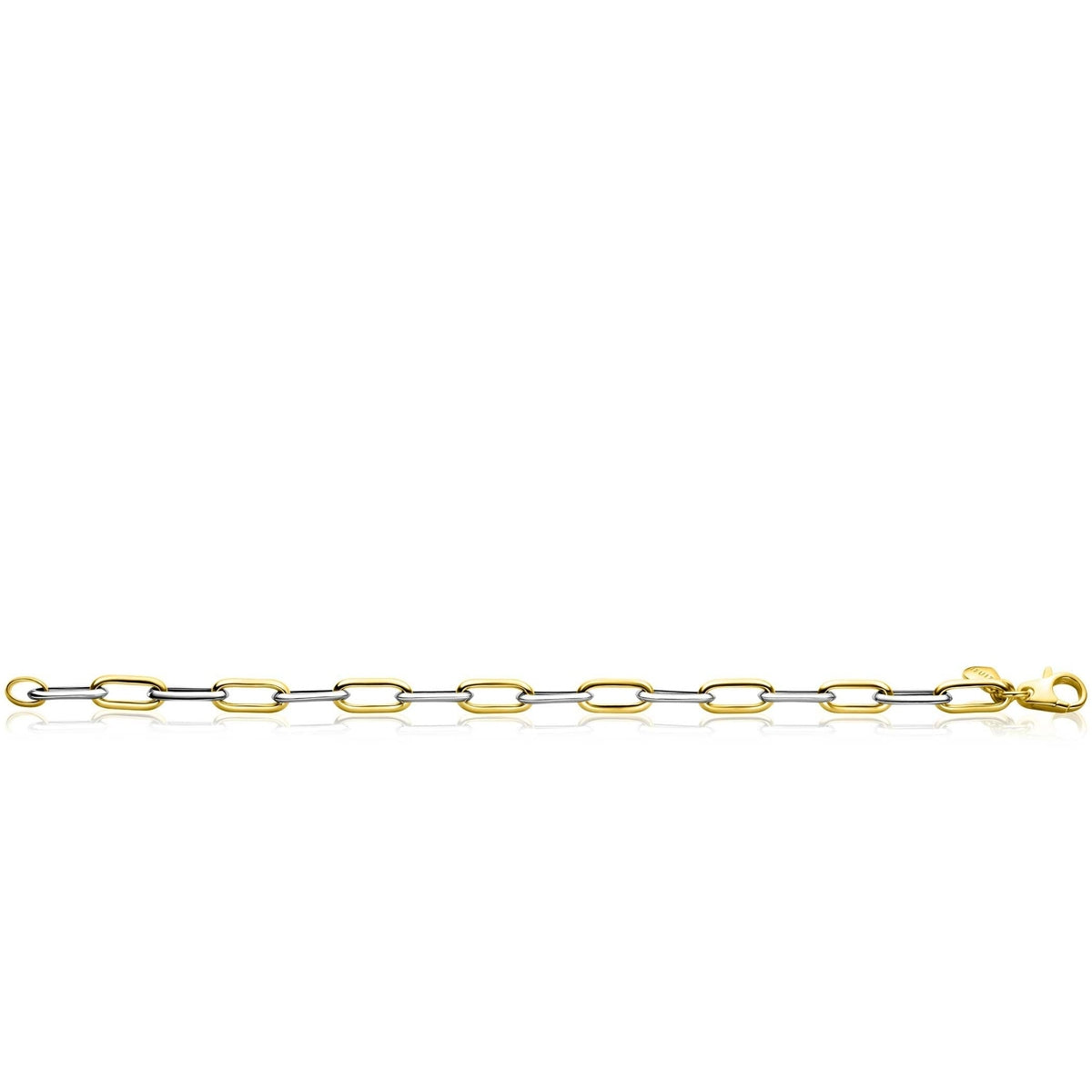 ZINZI Bicolor Zilveren Ovale Schakelarmband 6mm Breed 20cm ZIA2668 - PansiteNederland.nl