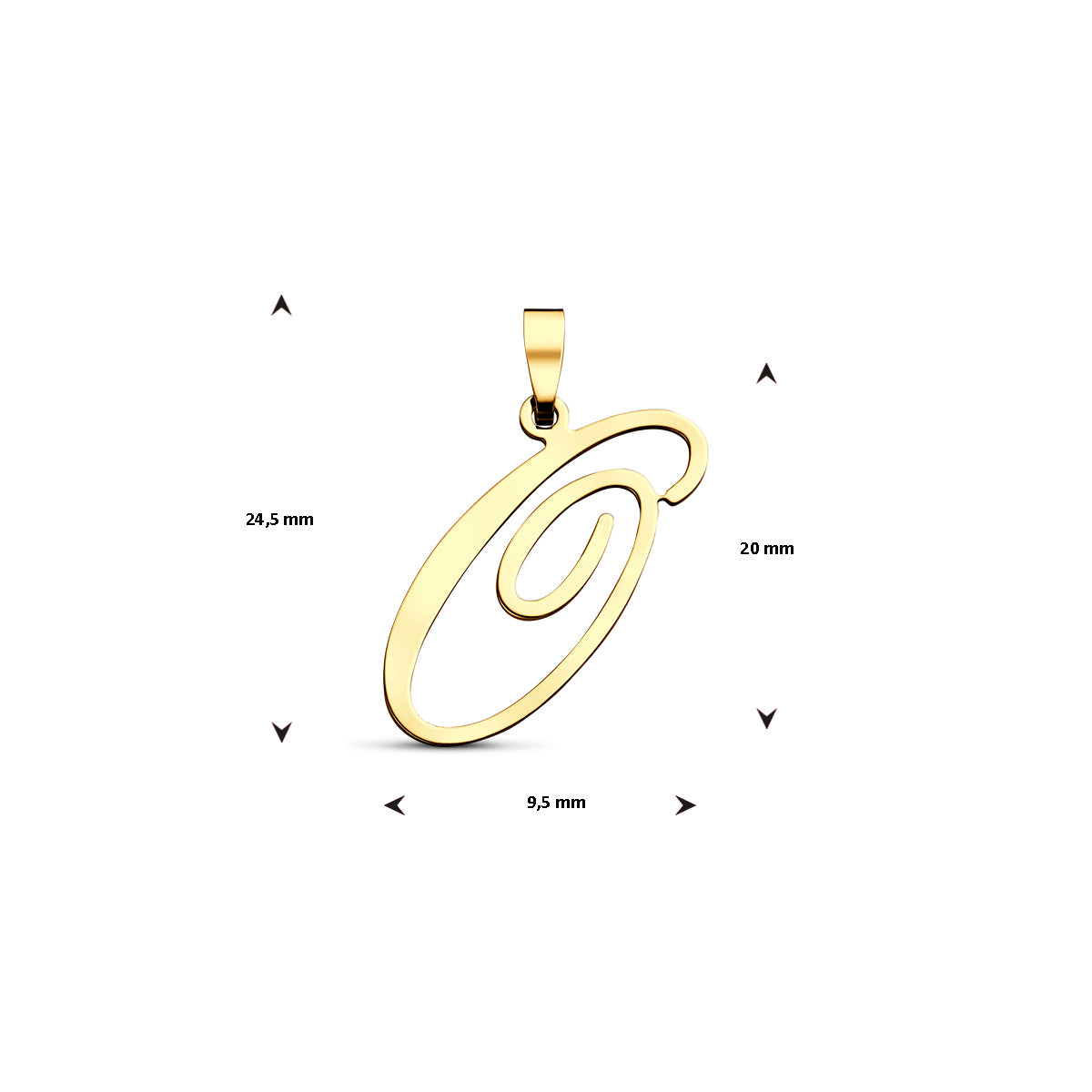 Hanger sierletter O 20 mm 14K geelgoud #Letter_O