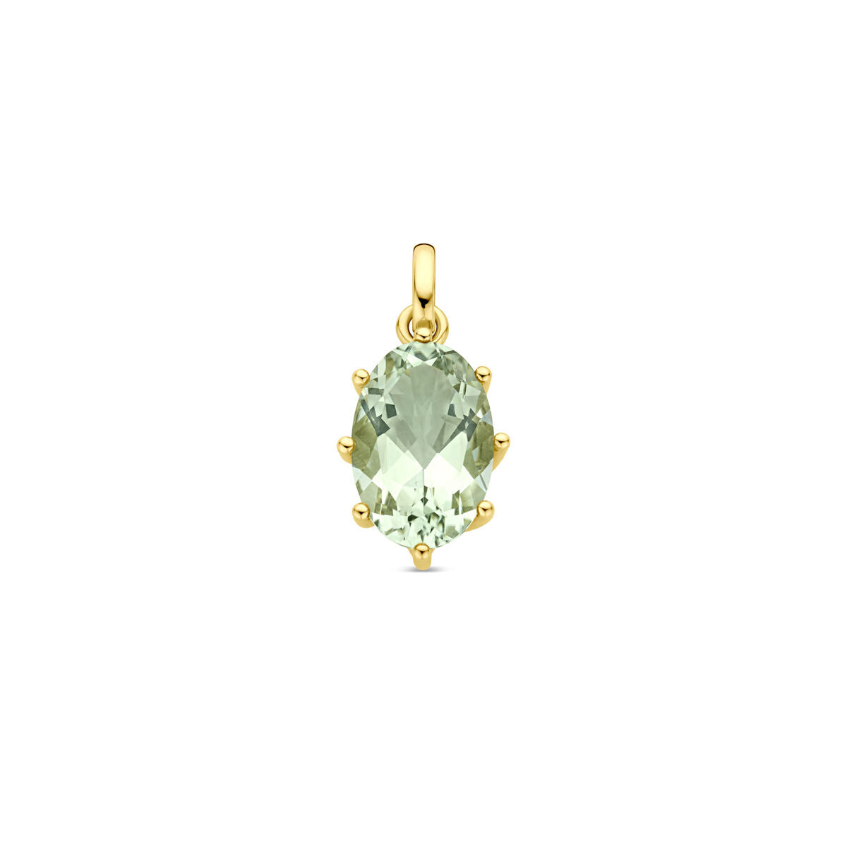 14K geelgouden hanger groen amethist 20 mm - 4033643 - PansiteNederland.nl