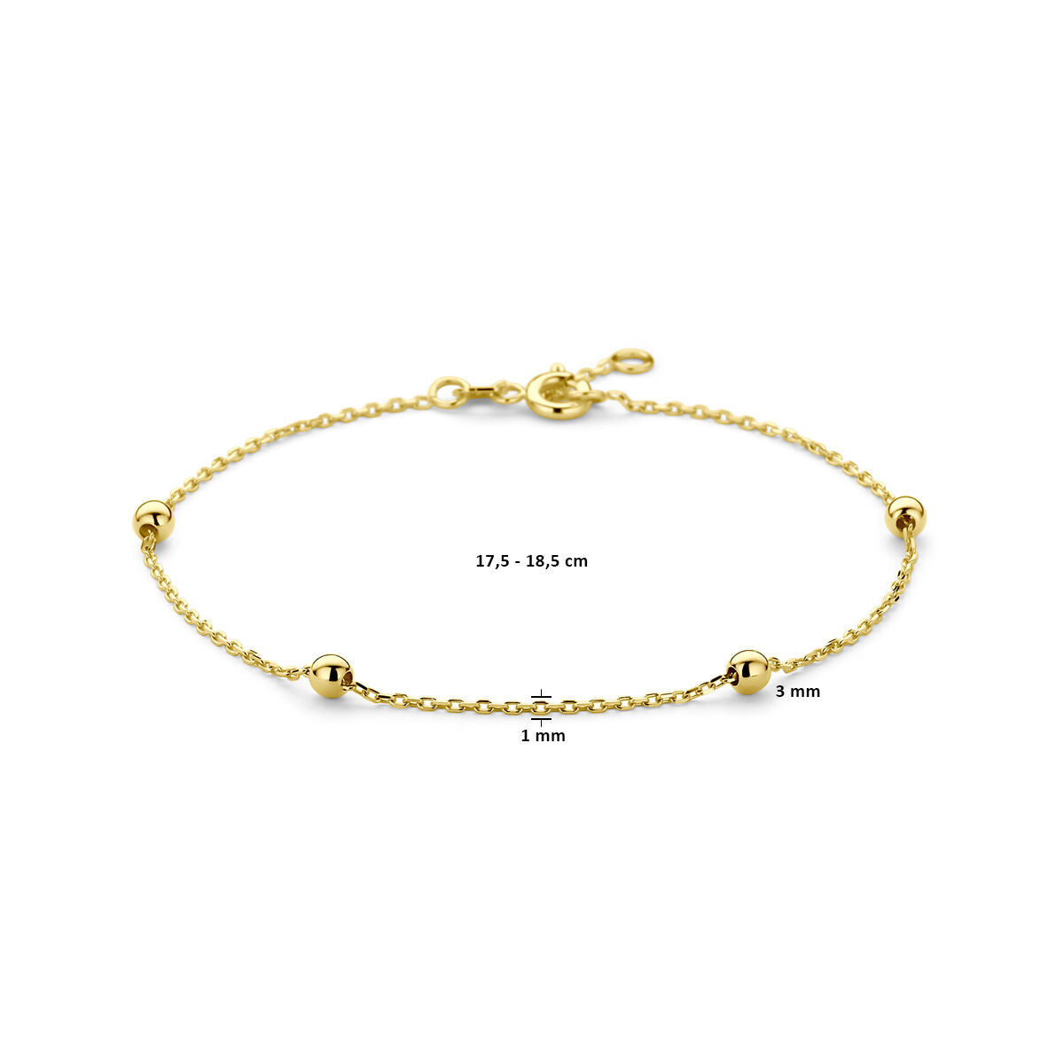 9k armband bol 17,5 - 18,5 cm 9K geel