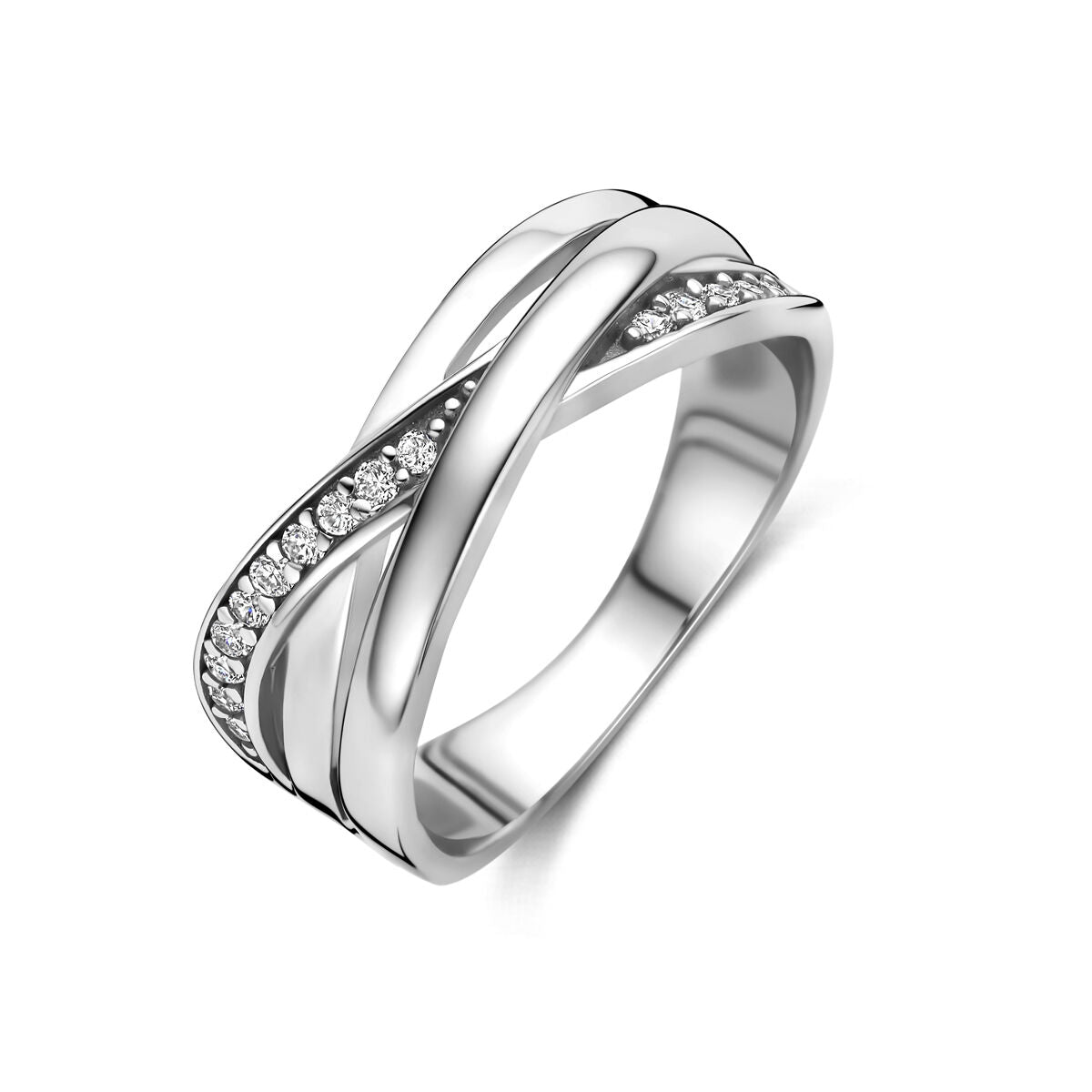Ring zirkonia zilver gerhodineerd briljant