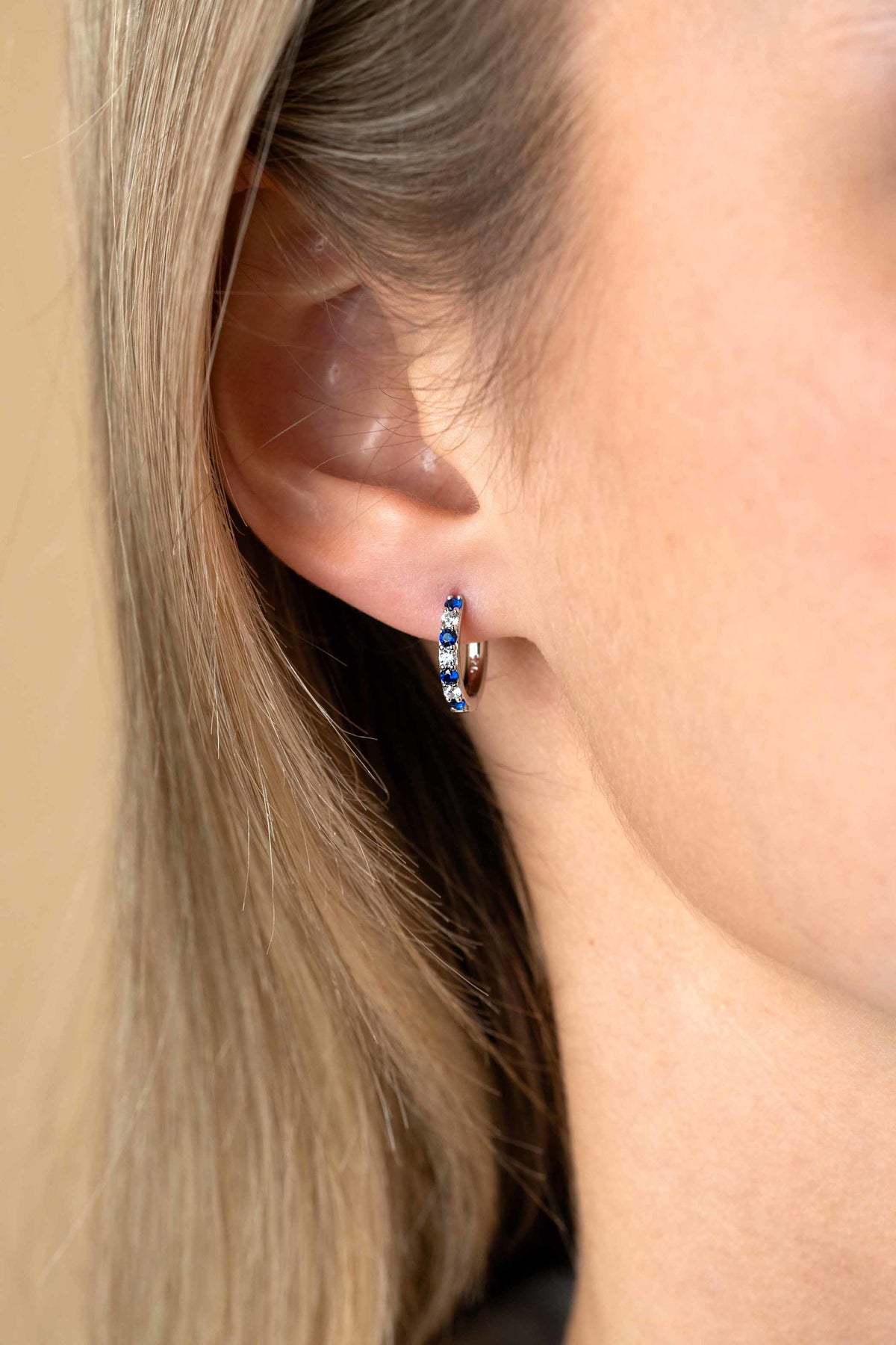 ZINZI Zilveren Oorbellen met Blauw, Wit Zirkonia ZIO2559