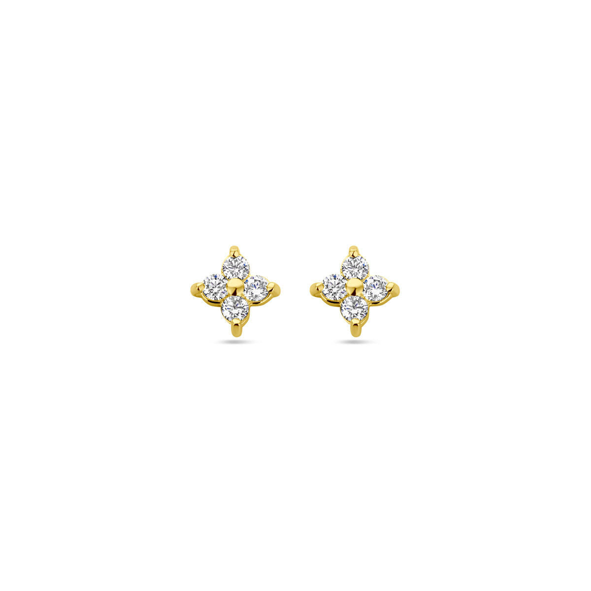 Fantasy Collection Oorbellen bloem zirkonia 1 micron zilver verguld