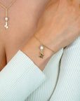 ZINZI gold plated paperclip armband met parel en slang detail ZIA2761