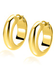 ZINZI gold plated zilveren oorringen met brede buis (8mm) en rond model, handige bovensluiting 28mm ZIO2749G - PansiteNederland.nl