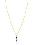 ZINZI Gold Plated Zilveren Ketting met Luxe Turquoise Peervormige Hanger 42-45cm ZIC2745