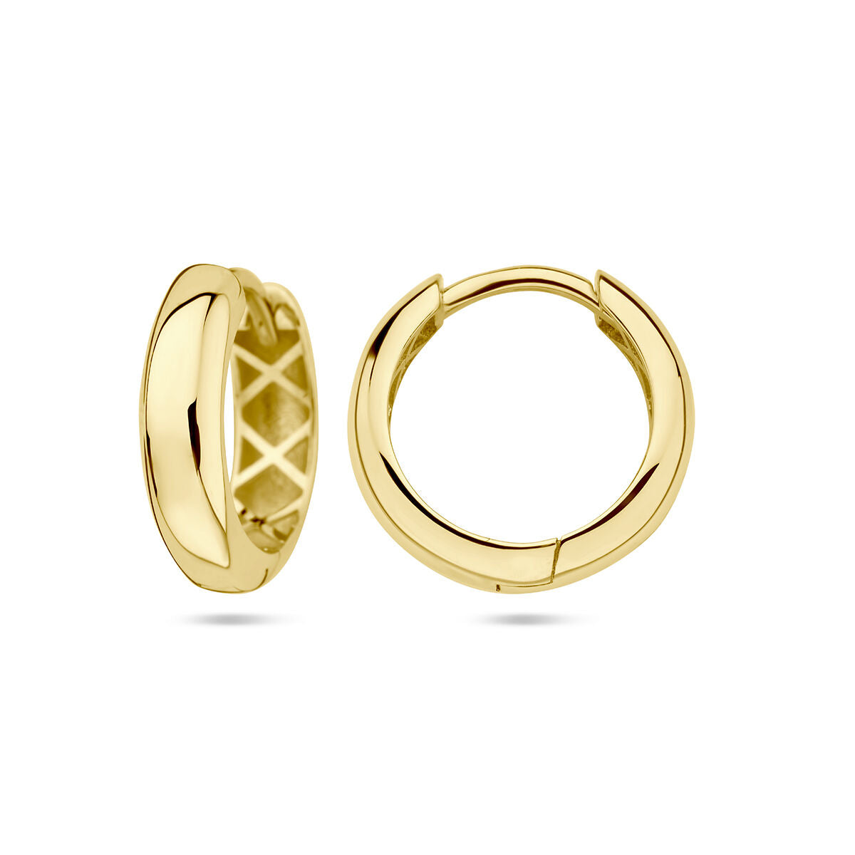 9K Geelgouden 9k klapoorringen 14,5 mm halfronde buis - 8000260 - PansiteNederland.nl