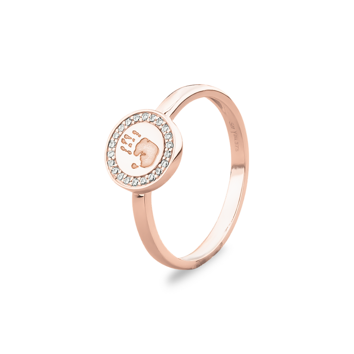 See You Gem Disk Signet Ring 10 mm zilver zwart - RG056-EU50