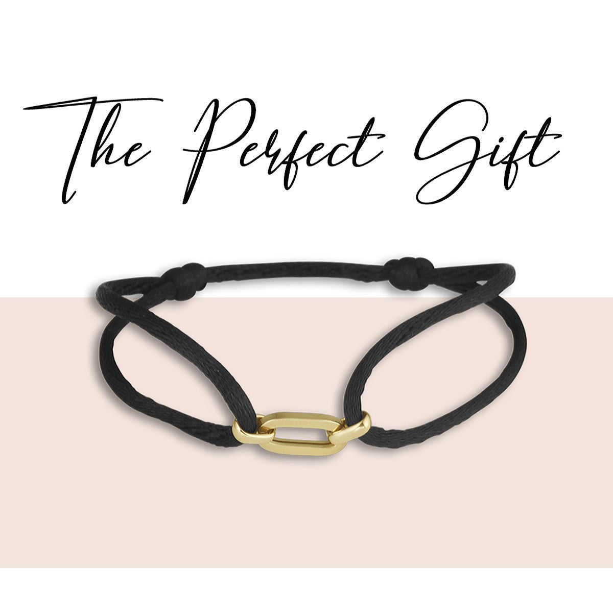 Armband satijn zwart 13 - 26 cm 14K goud met rubber/nylon/leer – 4700083