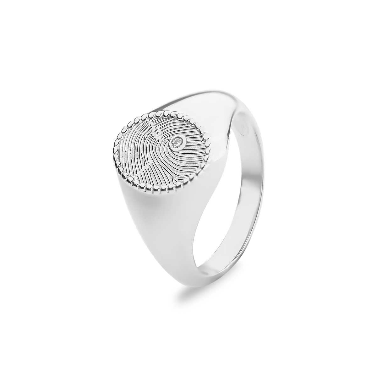 See You Zegelring ovaal met vingerafdruk en diamant in goud – 472 – afbeelding 3