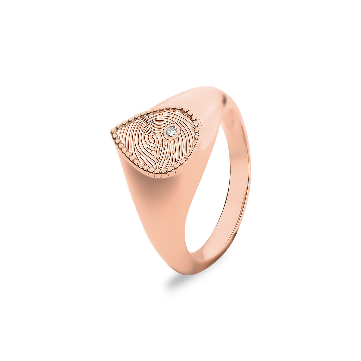 See You Druppelzegelring met vingerafdruk en diamant in goud – 473 – afbeelding 2