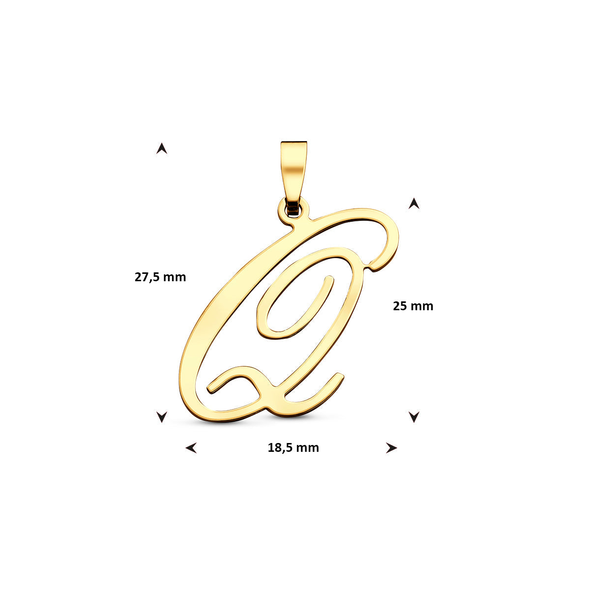 Hanger sierletter Q 25 mm 14K geelgoud #Letter_Q