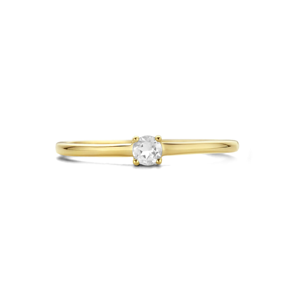 Ring met geboortesteen zirkonia april 14K geelgoud