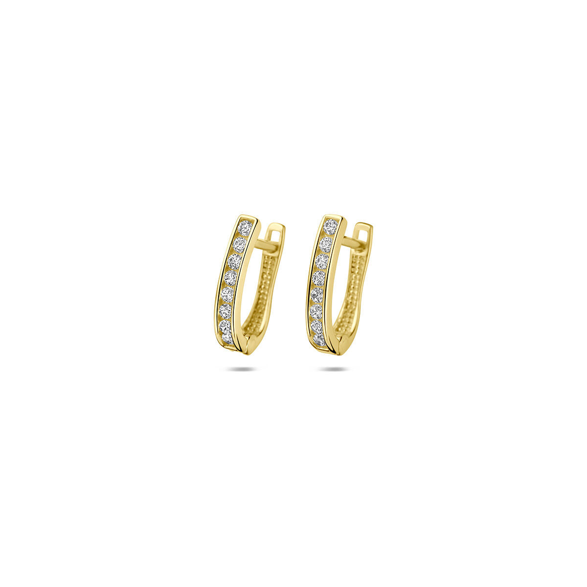 Klapoorringen zirkonia 9K geelgoud 11,5 mm