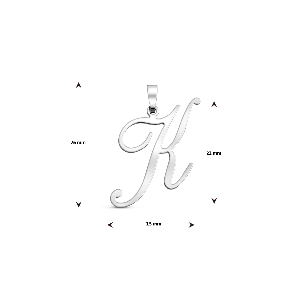 Hanger sierletter K 22 mm zilver #Letter_K