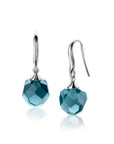 Zinzi 27mm zilveren oorhangers met beads blauw ZIO266B - PansiteNederland.nl