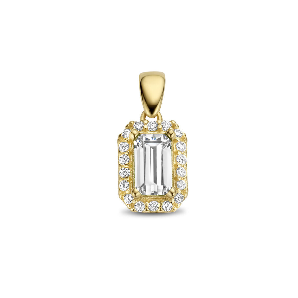 14K geelgoud hanger zirkonia halo 4028200 - PansiteNederland.nl
