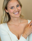ZINZI Gold Plated Zilveren Ketting met Verbonden Hartjes en Witte Zirkonia 42-45cm ZIC2493Y