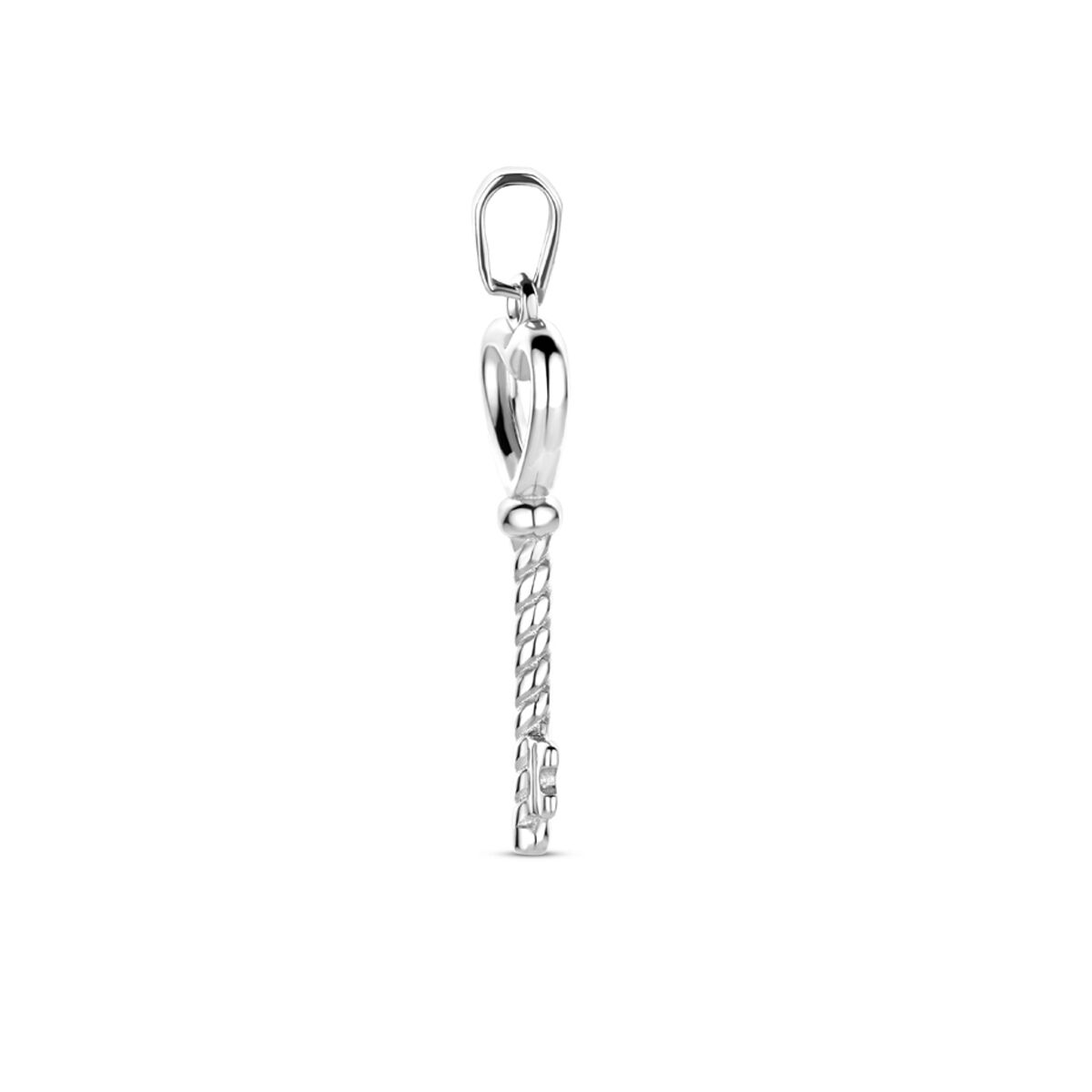 Zilveren gerhodineerde hanger hart en sleutel 29 mm - 1340769 - PansiteNederland.nl