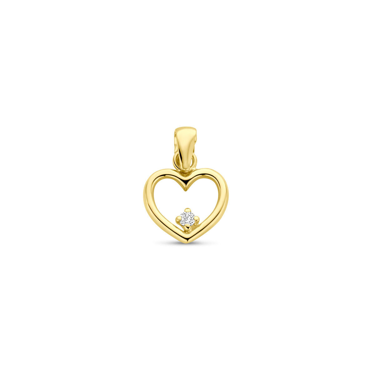 14K geelgouden hanger hartje zirkonia 13 mm - 4034100 - PansiteNederland.nl