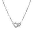 ZINZI Zilveren Ketting met Verbonden Hartjes en Witte Zirkonia 42-45cm ZIC2493