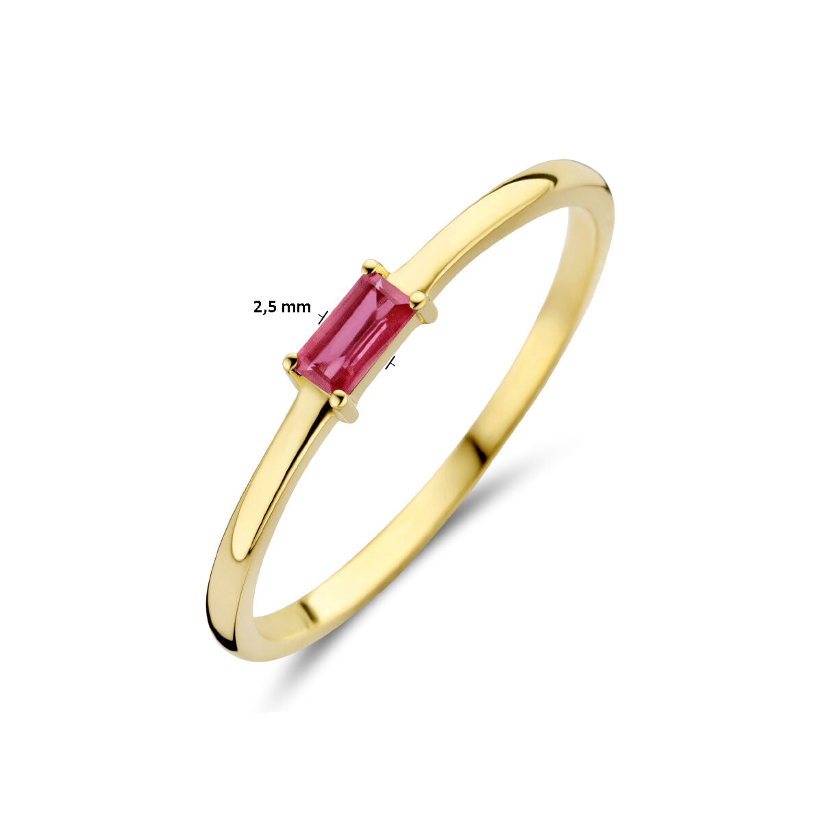 Ring met geboortesteen robijn juli 14K geelgoud