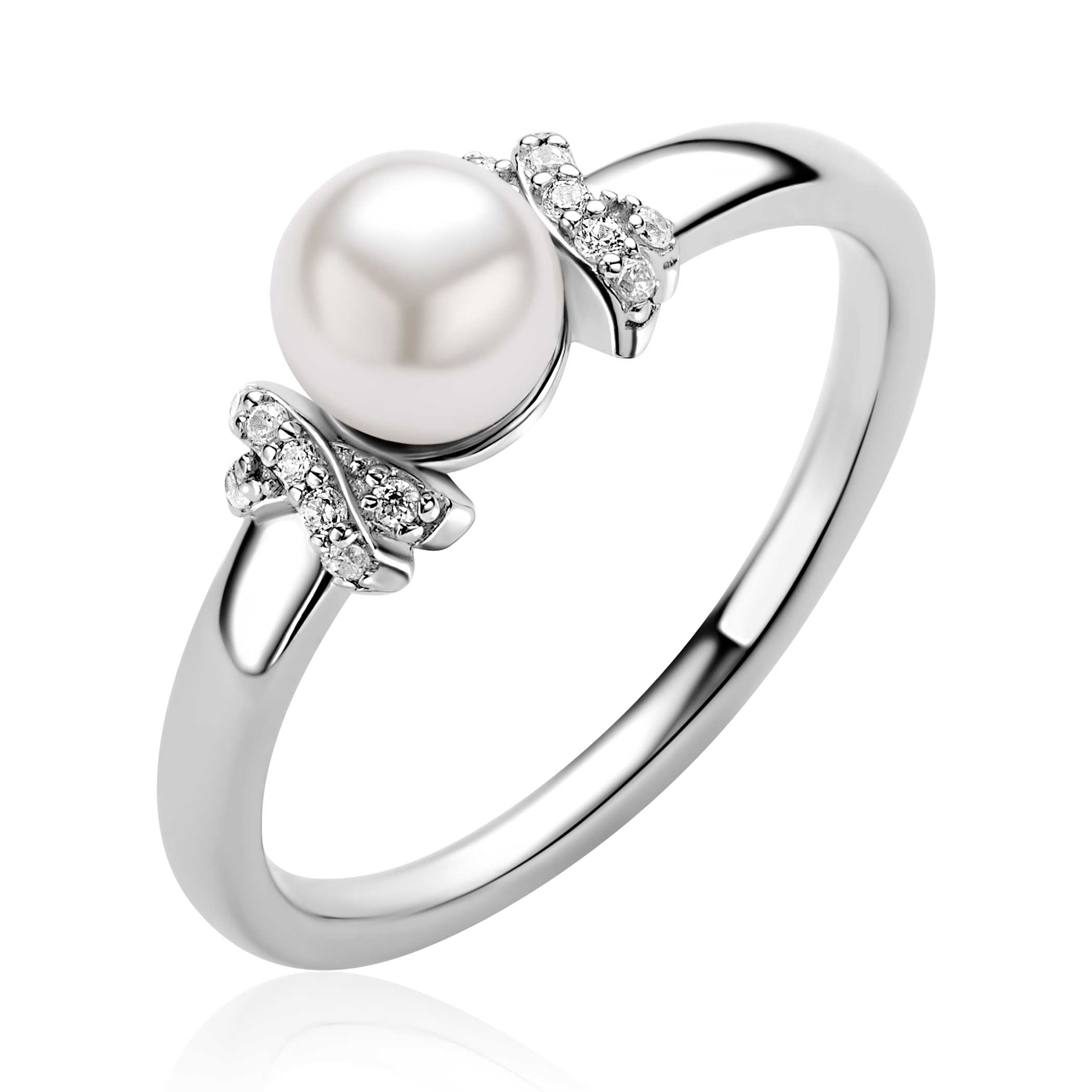 ZINZI Zilveren Ring met Parel en Zirkonia - ZIR2863
