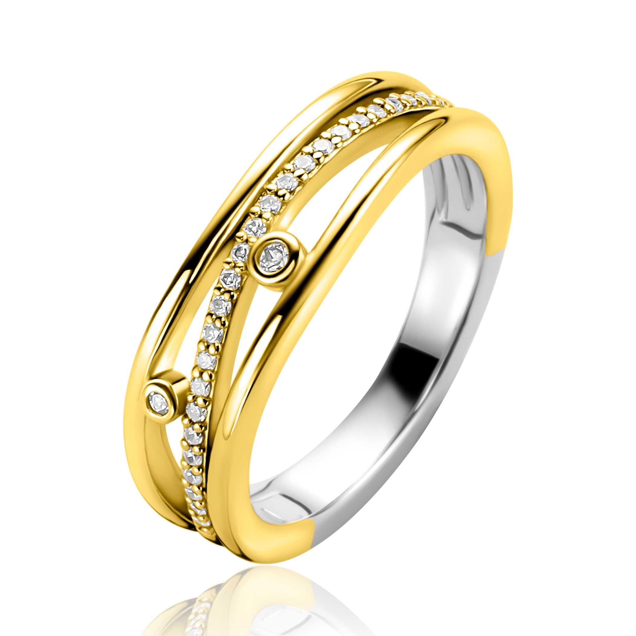 ZINZI Verguld Zilveren Ring met Witte Zirkonia - ZIR2685
