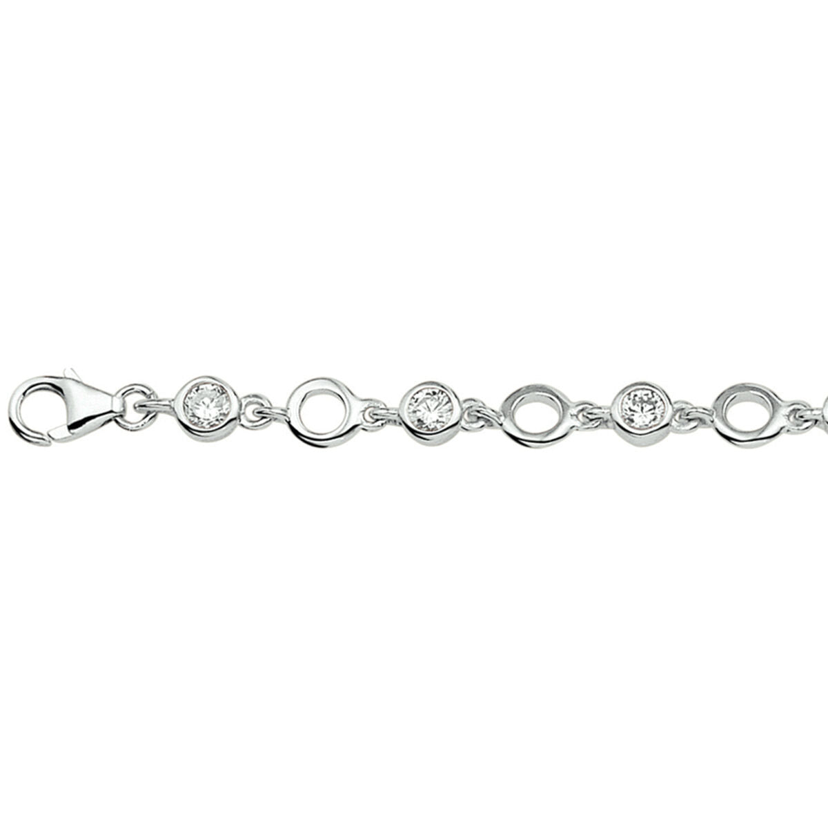 Armband zirkonia 18 + 2 cm zilver gerhodineerd