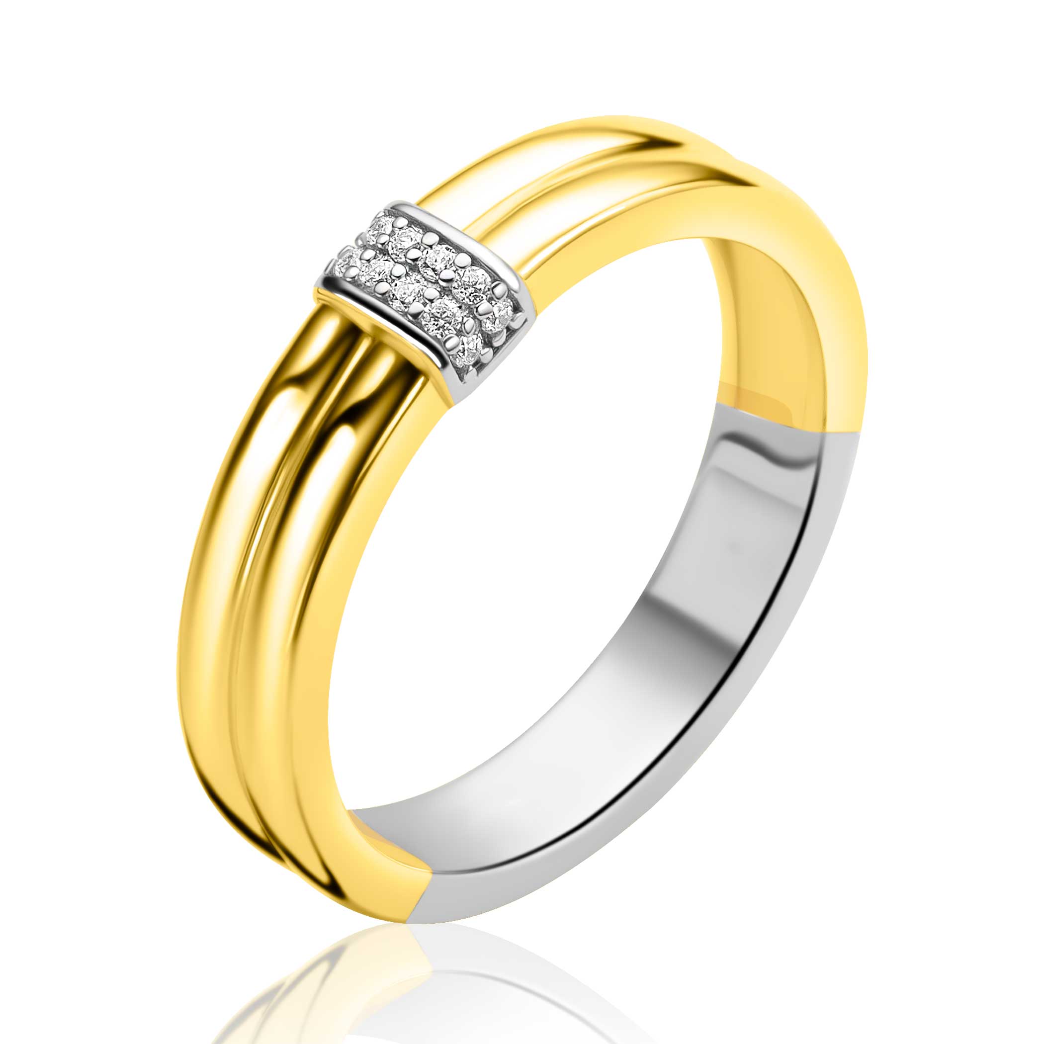 ZINZI Verguld Zilveren Ring met Witte Zirkonia - ZIR2830