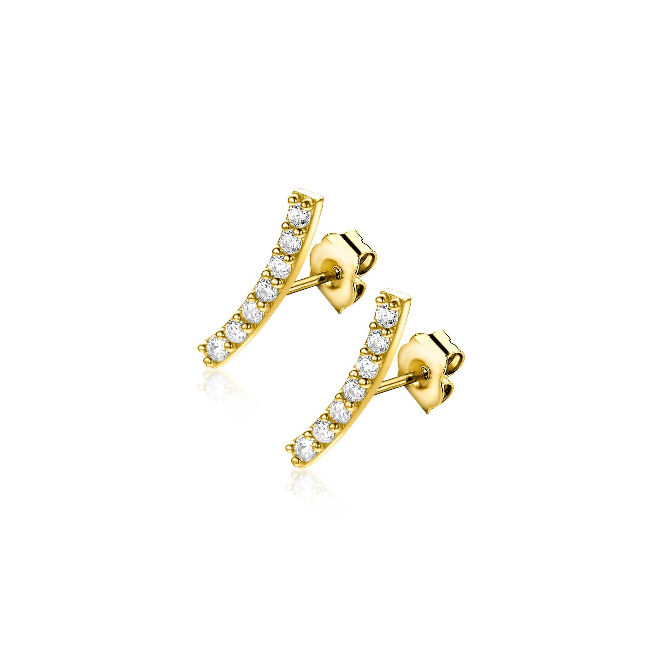 ZINZI 14K Gouden Oorknoppen met Witte Zirkonia ZGO517 oorbellen