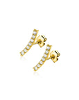 Zinzi Gold 14 krt gouden oorknoppen in kwart cirkel, bezet met zeven witte zirkonia's ZGO517