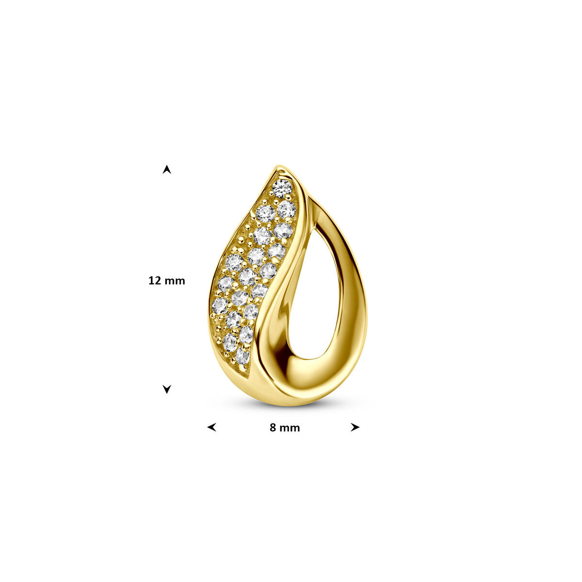 Hanger zirkonia 9K geelgoud 12 mm 8 mm