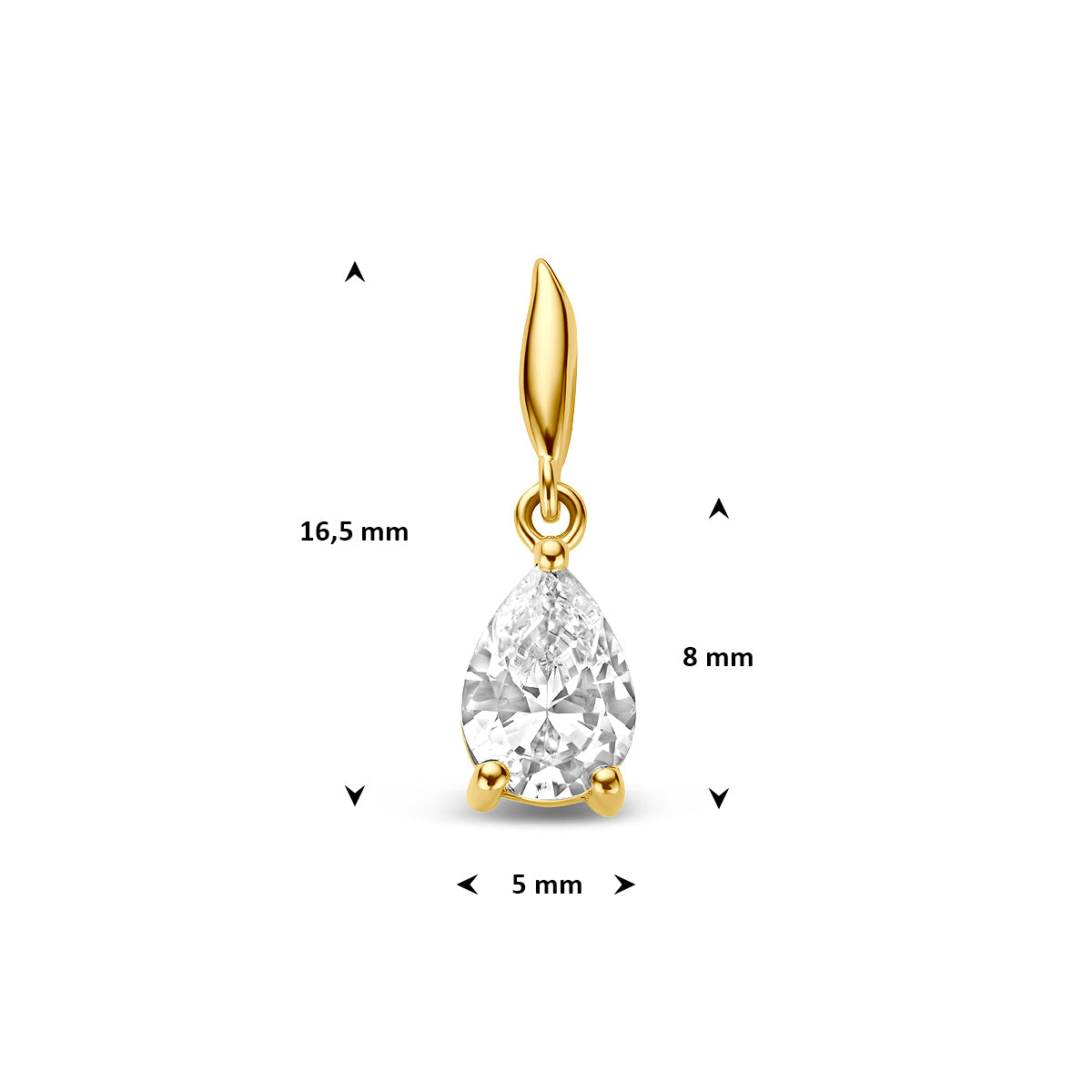 Hanger zirkonia 9K geelgoud 8 mm