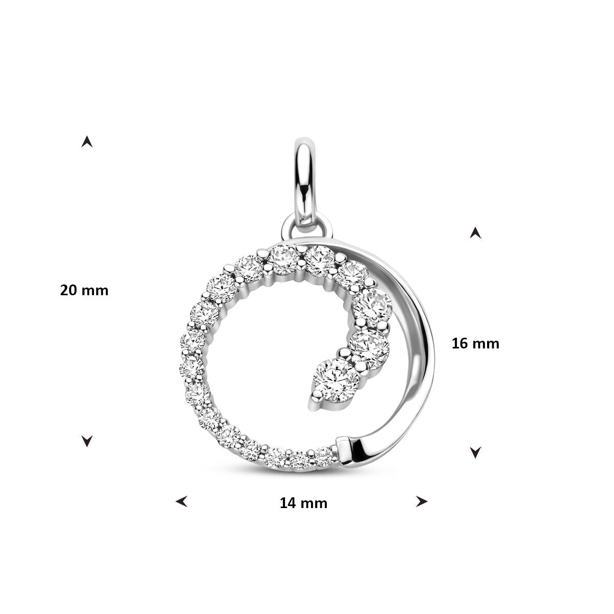 Zilveren gerhodineerde hanger zirkonia 20 mm - 1341829 - PansiteNederland.nl