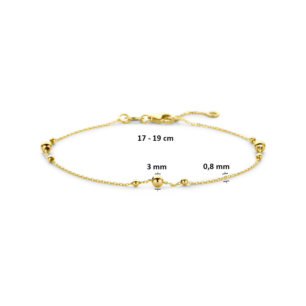Armband bolletjes 14K geelgoud 17 - 19 cm 4036566