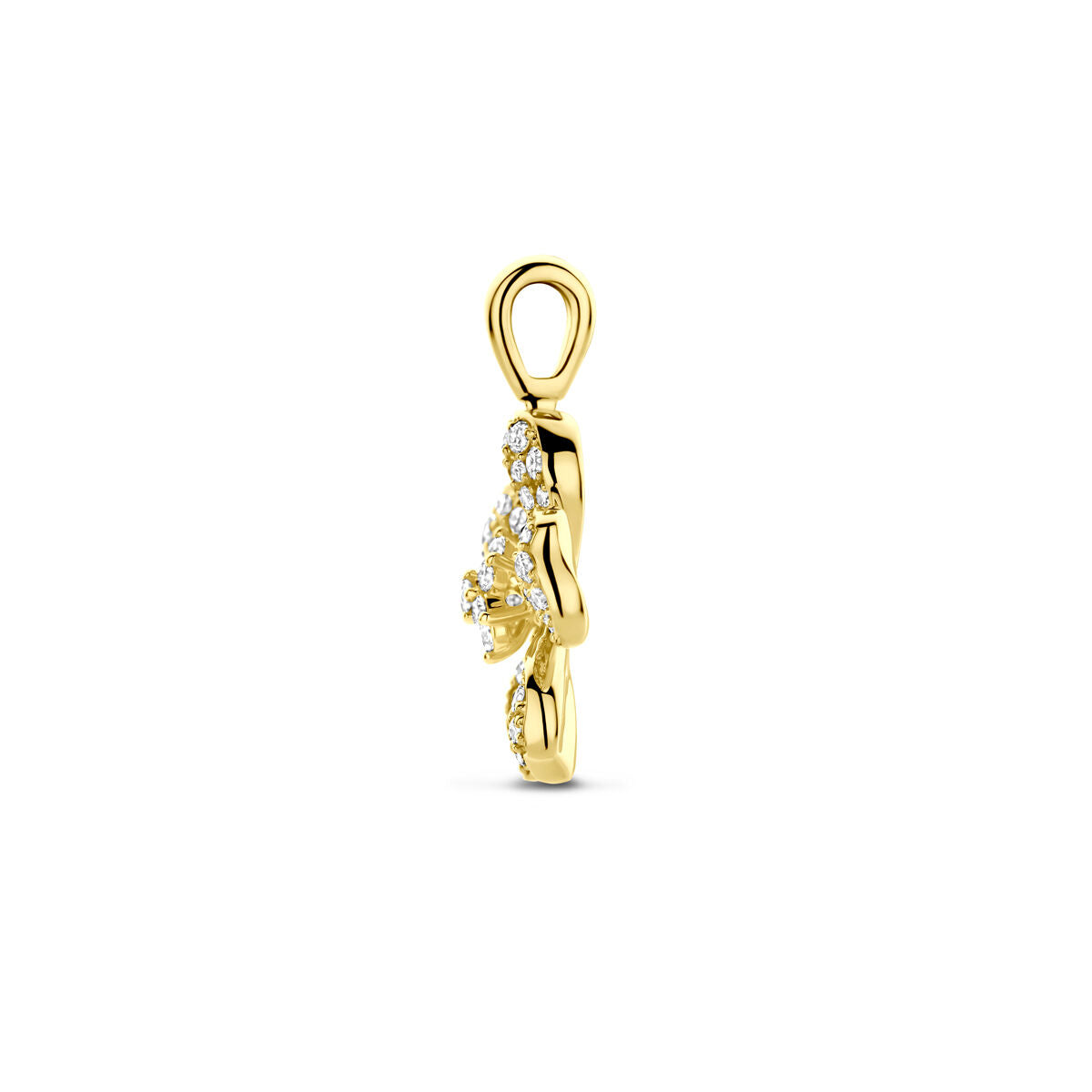14K geelgouden hanger bloem diamant 0.75ct h si 21,5 mm - 4033525 - PansiteNederland.nl