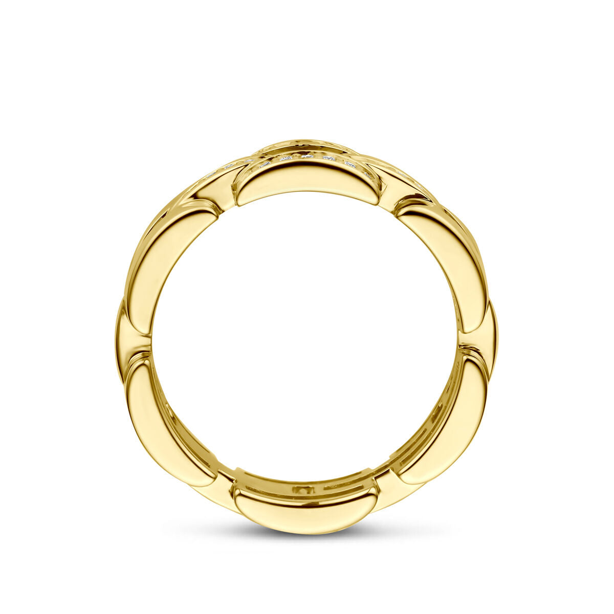 Ring schakel diamant 0.12ct h si 14K geelgoud